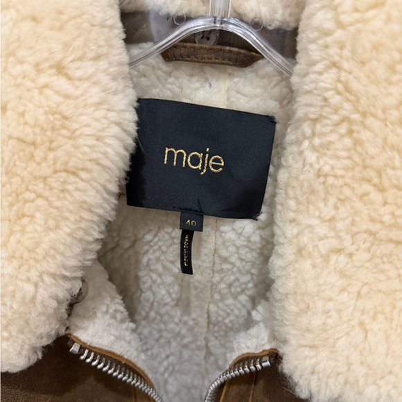 Maje Tan Jacket with Cream Lining - Picture 3 of 4